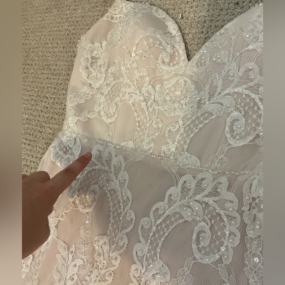 NWT Chic Nostalgia Bailey Ivory Blush Mermaid Wedding Dress Size 6 - Picture 15 of 16